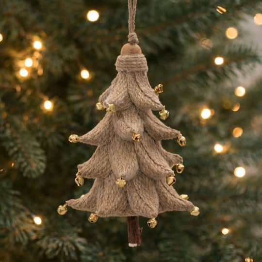 Melrose 5.5" Rustic Brown Tree Ornaments, 4ct.